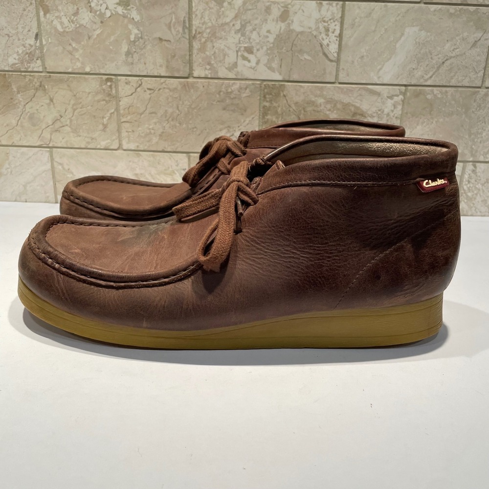 Clarks Stinson Hi Mens Brown‎ Oily Leather Moc Toe Chukka Boots 11